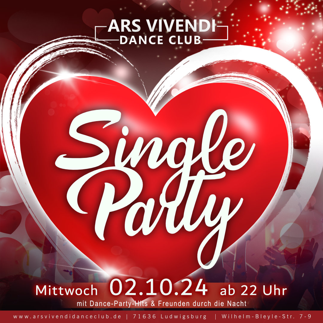 Single-Party Mi, 02.10.24 - Einlass ab 22:00 Uhr ArsVivendiDanceClub Signature Flirt-Event Single-Party für Singles und nicht-Singles mit Oldschool-Flirt-Post-Cards 