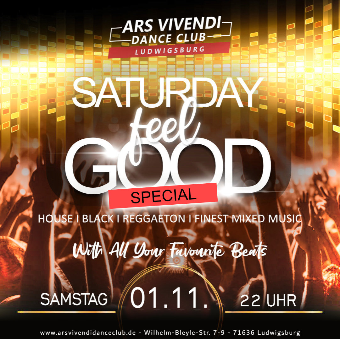 ArsVivendiDanceClub 🫶 Ludwigsburg, Sa 01.11.25 Saturday Feel Good - Special, Einlass ab 22:00 Uhr und Tanz ab Mitternacht - stilvoll feiern mit Niveau und Freunden🎉🍾 .. with all your favourite beats🎶🕺🏼: house, black, reggaeton, funk, 80s/90s til now ... and beyond #arsvivendidanceclub #saturdayfeelgood #ludwigsburg #housemusic #blackmusic #reggaetonmusic #livedj #weekendvibes #disco #partytime ArsVivendiDanceClub 🫶 Ludwigsburg, Saturday Feel Good ab 22:00 Uhr  - Special - Einlass ab 22:00 Uhr und Tanz ab Mitternacht -- house, black, reggaeton, funk, 80s/90s und die aktuellen Hits