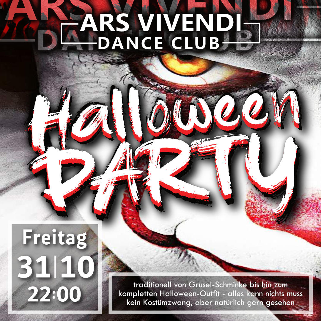 HALLOWEEN-PARTY - Fr 31.10.25 - der Partykult im ArsVivendiDanceClub in Ludwigsburg mit original USA-Halloween-Deko zum Kult-Kostüm-Grusel-Feier-Party-Event des Jahres - traditionell von Grusel-Schminke bis hin zum kompletten Halloween-Outfit - alles kann nichts muss kein Kostümzwang, aber natürlich gern gesehen HALLOWEEN-PARTY - Fr 31.10.25 - der Partykult im ArsVivendiDanceClub in Ludwigsburg mit original USA-Halloween-Deko zum Kult-Kostüm-Grusel-Feier-Party-Event des Jahres - traditionell von Grusel-Schminke bis hin zum kompletten Halloween-Outfit - alles kann nichts muss kein Kostümzwang, aber natürlich gern gesehen